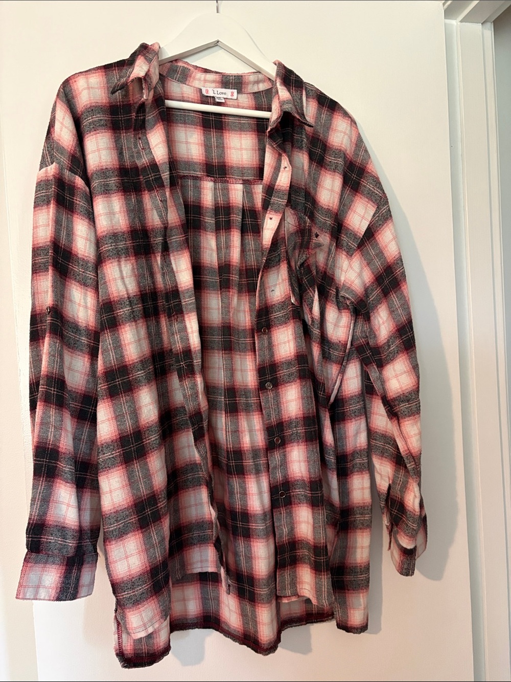 L Love Pink & Black Plaid Button Shirt